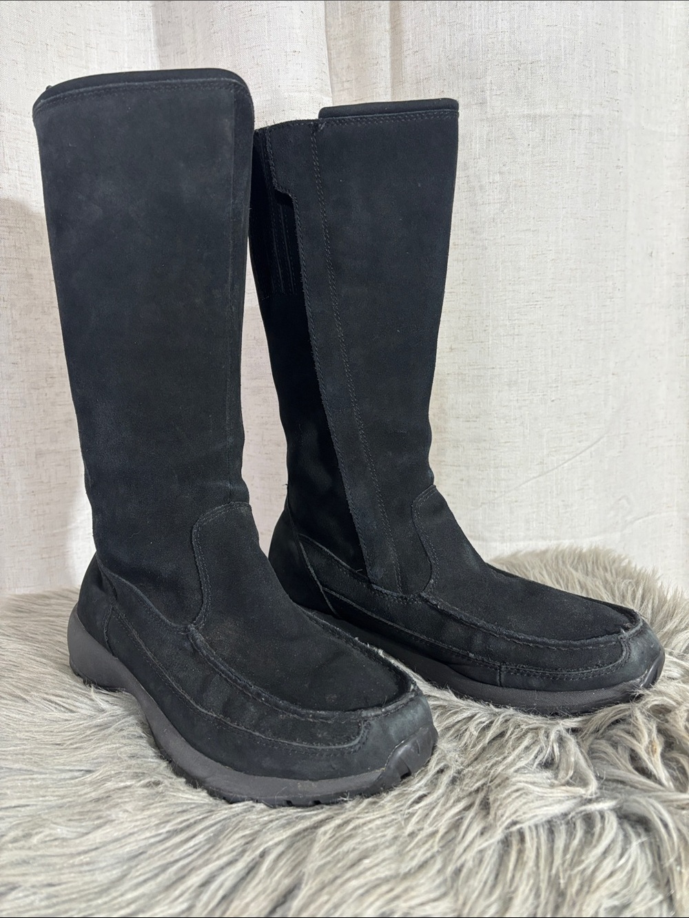 Lands’ End Women’s Black Suede Tall Winter Boots